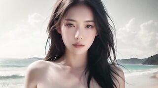 Hot Asian girl with big tits fucked on the beach, uncensored hentai with [asmr, ai]