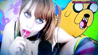 beauty sucking and licking lollipop ear to ear asmr