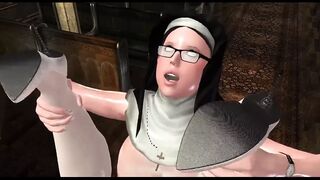 Nun and Demonic Babe fuck in Futanari