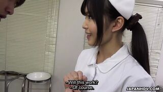 A Japanese nurse Shino Aoi blows a patient's dick in the doctor's office uncensored.