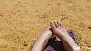 Sexy Latina's Feet at the Beach Come Suck on These Toes For Me Baby