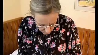 busty hairy granny enjoys her first anal sex