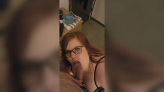 Birthday blowjob and cum shot facial from wife