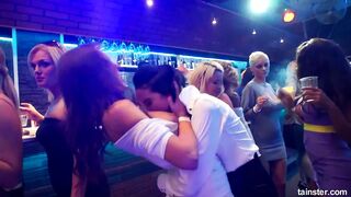 Sinfully rich babes of porn licking their pussies in public