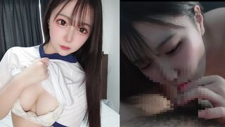 コンカフェでバイトしている黒髪美少女が体操服姿でご奉仕。フェラとパイズリで精子を大量放出。(ここあ/cocoa/日本人/Japanese/Hentai/일본의 흑발 미녀가, 입과 가슴으로 봉사/)