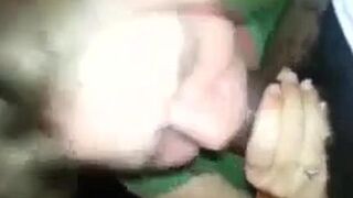 White chick sucking on a big fat black