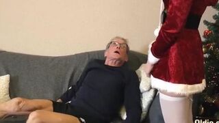 Snow Maiden jumps on old man's dick on Christmas