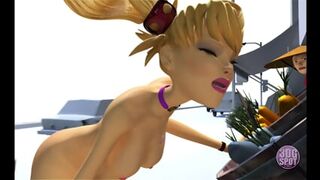 3DGSPOT - Horny Girl Gets Orgasm While Fucking Both Her Holes With Vegetables! 3D CARTOON PORN!