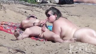 Blowjob on a nudist beach