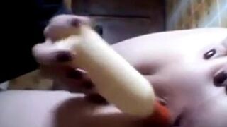 Russian Webcam Girl Anal Play with a Bottle