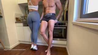 Gym Couple Dry Humping in Kitchen after Workout